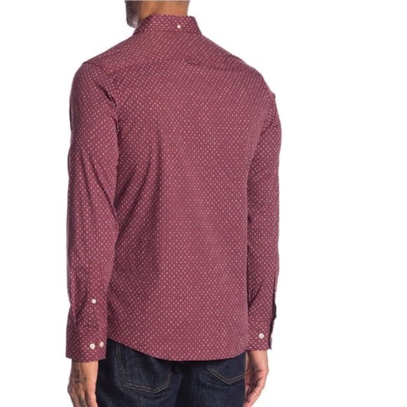 1901 Burgundy Button Down Slim Fit Shirt - Picture 2 of 6